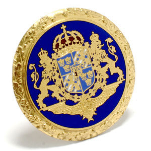 Swedish Royal Coat of Arms Gilt Enamel Brooch